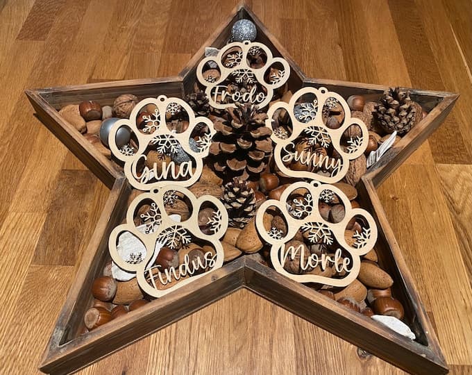 Pfote Personalisiert Holz Weihnachtsbaumschmuck